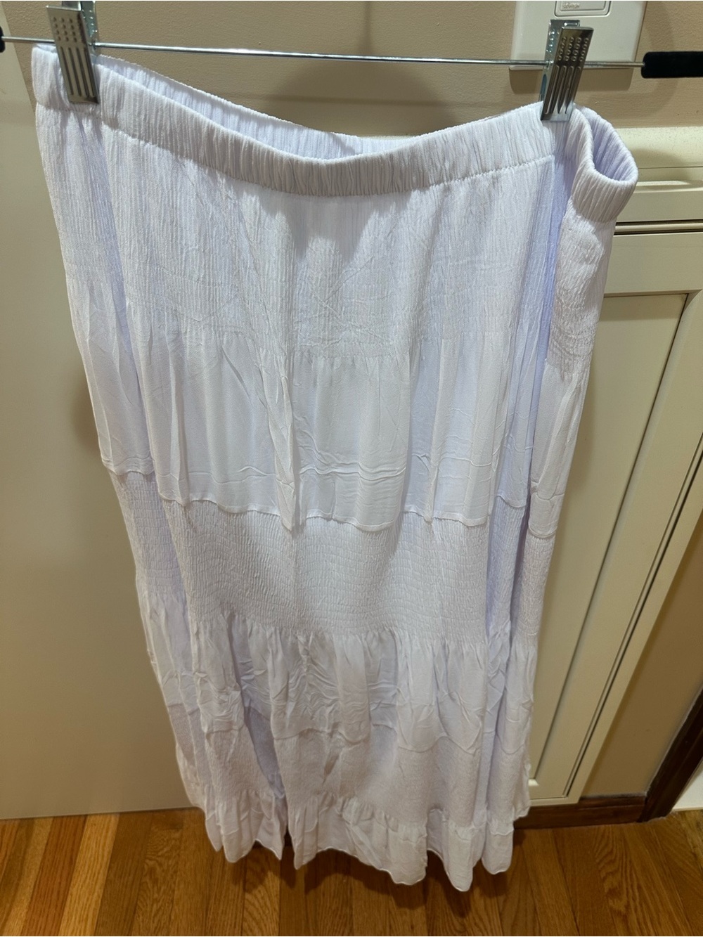 White Tiered Maxi Skirt - size XL